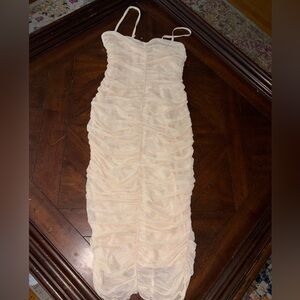 Intimately Free people nude cream rouched sheer bodycon dress s tank